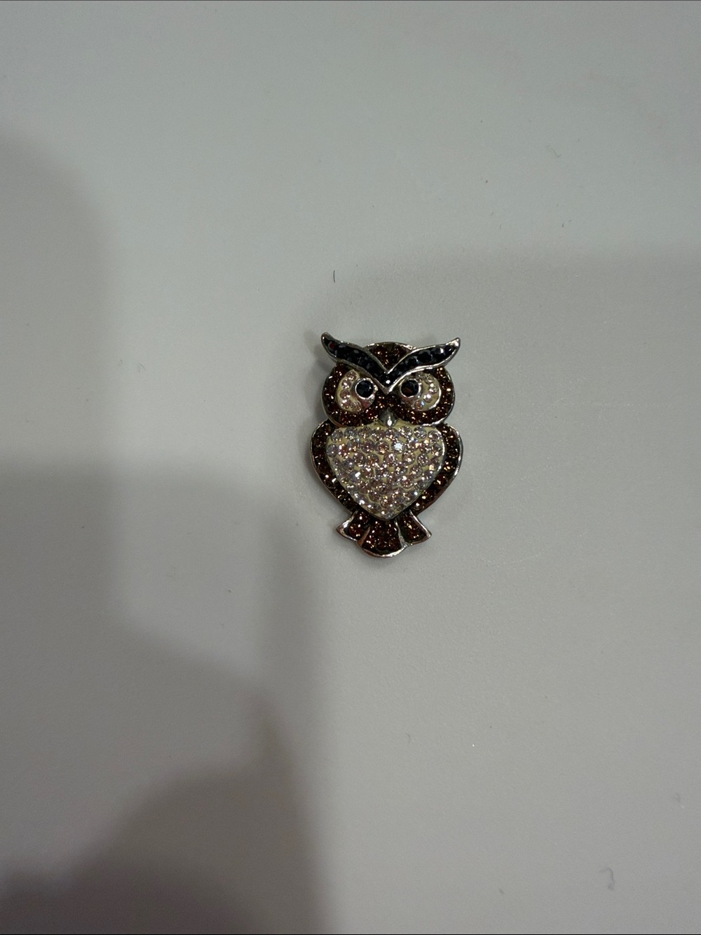 Swarovski Crystal Owl Pendant Necklace - Silver Tone